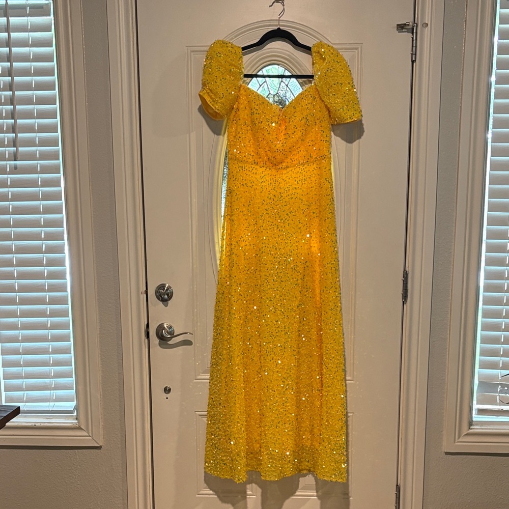 Yellow Sequin Evening Dress